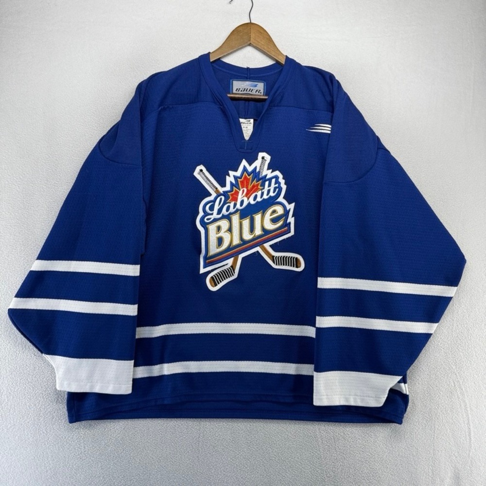 Vintage Labatt Blue Hockey Jersey Mens XL Stitched Sewn Bauer Made In Canada 90s